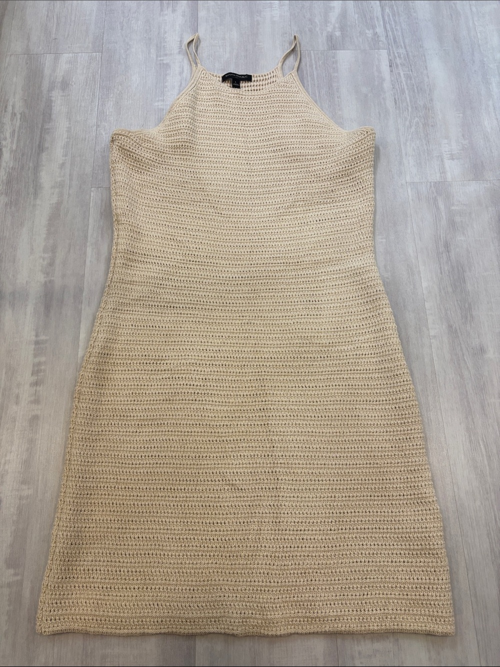 Banana Republic Cream Crochet Halter Dress size Large - Picture 1 of 6